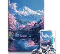 1000 Piece Jigsaw Puzzles for Adults Mount Fuji And Cherry Blossom Adult Puzzles,Stress Reliever Staycation Kill Time Home Decoration Toys 75x50cm
