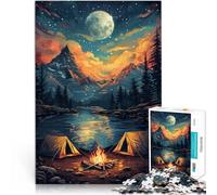 1000 Piece Jigsaw Puzzles for Adults Mountain Campfire Camping Made of cardboard for and from 14 years and over Play Toys As a gift for the whole family and friends。size：38x52cm