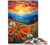 1000 Piece Jigsaw Puzzles for Adults Mountain landscape wild flowers Cartoon Jigsaw Puzzle 26x38cm Enhance love between couples