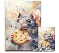 1000 Piece Jigsaw Puzzles for Adults Mouse Eating Cookies Wooden Puzzles Brain Challenge, for Teenagers & Home Decor 50X75CM