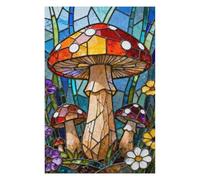 1000 Piece Jigsaw Puzzles for Adults Mushroom Painting Jigsaw Puzzle Mushroom World 1000 Pieces Puzzles Game Colorful Glass Flowers Wall Decor DIY Craft Puzzle Mushrooms Landscape Art
