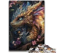1000 Piece Jigsaw Puzzles for Adults Mysterious Flying Dragon Stress Reliever Staycation Kill Time with Matching Poster And Trivia Sheet 26x38cm
