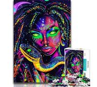 1000 Piece Jigsaw Puzzles for Adults Neon Anime Snake Girl,Stress Reliever Difficult Challenge with Matching Poster And Trivia Sheet 38x26cm