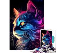 1000 Piece Jigsaw Puzzles for Adults Neon Cat Glow Fun at Home Activities, Home Art Decor Brain Teaser Game for And from 14 Years And over (38x26cm)