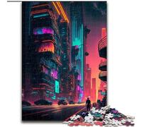 1000 Piece Jigsaw Puzzles for Adults Neon Cities Impossible Jigsaw Puzzles for Adults Interactive Family Game, DIY Home Decor Brain Challenge Gift size 38x26cm