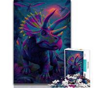 1000 Piece Jigsaw Puzzles for Adults Neon Coloured Triceratops Teenager Puzzles,Relax Games Is Ideal As A Gift for The Whole Family (size 75x50cm)