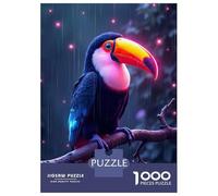1000 Piece Jigsaw Puzzles for Adults Neon Glowing Toucan in The Rain Adult Puzzles Hands-on Game Stress Reliever Difficult And Challenge 38x26cm/1000pcs