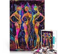 1000 Piece Jigsaw Puzzles for Adults Neon Radiance 鈥5The Three Muses in a Futuristic Glow Familienaktivität Heimdekoration52x38cm