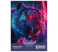 1000 Piece Jigsaw Puzzles for Adults Neon Tiger Wallpapers Puzzles for Adults Anti-Stress Toys Analysis And Logic Difficult And Challenge 52x38cm/1000pcs