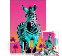 1000 Piece Jigsaw Puzzles for Adults Neon Zebra with Palm Trees Spielspielzeug Verbessern Sie das Gedächtnis75x50cm
