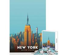 1000 Piece Jigsaw Puzzles for Adults New York City Skyline Illustration Adult Jigsaw Puzzles Difficult Hard Train Your Brain And Hands Unique Birthday And Gifts (38x52cm)