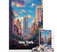 1000 Piece Jigsaw Puzzles for Adults New York Cityscape with Empire State Cozy Fun Family Time at Home Great Christmas Surprise Gifts Choice (38x52cm)