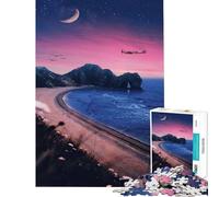 1000 Piece Jigsaw Puzzles for Adults Night Flight Over The Coast Toys Educational Games Educational Game Presents for Women Birthday Gifts (Size 38x26cm)