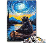 1000 Piece Jigsaw Puzzles for Adults Night Sky Brown Bear Educational Family Game Deal As Gifts for The Whole Family for And Age 14 Years Up 50x75cm