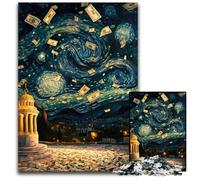 1000 Piece Jigsaw Puzzles for Adults Night Sky Dollar Bills Wooden Puzzles for Adults Educational Game Challenge Toy for Adult Teenagers 50X75CM