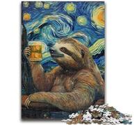1000 Piece Jigsaw Puzzles for Adults Night Sky Sloth Drinking Staycation Kill Time with Fully Interlocking Randomly Shaped Pieces 50x75cm