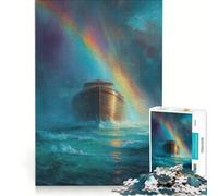 1000 Piece Jigsaw Puzzles for Adults Noah's Ark Under A Rainbow Toy Wall Decor Family Activities Wishlist with Santa Claus 38x26cm