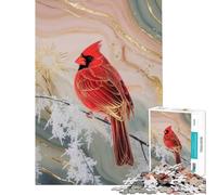 1000 Piece Jigsaw Puzzles for Adults Northern Cardinal Bird on Snowy Branch Help The Brain Exercise Improve Memory Educational Game for 14+ Puzzle Game Offered (50x75cm)