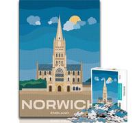 1000 Piece Jigsaw Puzzles for Adults Norwich England, Stress Reliever Staycation Kill Time,Educational Game for Birthday, Chrismas for And Age 14 38x26cm
