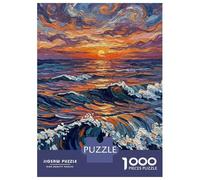 1000 Piece Jigsaw Puzzles for Adults Ocean Waves at Sunset Painting Adult Jigsaw Hands-on Game Analysis And Logic Parent-child Interaction 52x38cm/1000pcs