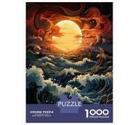 1000 Piece Jigsaw Puzzles for Adults Ocean Waves Sunset Art Print Adult Puzzles Hands-on Game Stress Reliever Difficult And Challenge 70x50cm/1000pcs