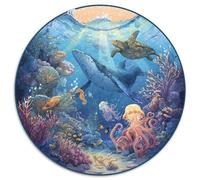 1000 Piece Jigsaw Puzzles for Adults Oceanic Wonders Round Design Underwater Scene Relaxing Mind Exercise Perfect for Puzzle Enthusiasts And Nature Lovers