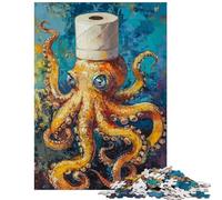 1000 Piece Jigsaw Puzzles for Adults Octopus with Toilet Paper Hat Hands-on Game Birthday Present Anti-Stress Toys Train Your Brain And Hands Size 38x26cm
