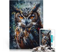 1000 Piece Jigsaw Puzzles for Adults Oil Paint Owl Portrait Lernspielzeug Einzigartige Geburtstags- und Geschenkideen75x50cm