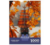 1000 Piece Jigsaw Puzzles for Adults Orange Pirate Ship Jigsaws for Adults Brain Teaser Game Stress Reliever for Is Ideal As A Gift 38x26cm/1000pcs