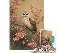 1000 Piece Jigsaw Puzzles for Adults Owl Among Cherry Blossoms Vintage Painting Jigsaw Puzzle 1000 Toy Wall Decor Difficult Hard Gifts for Friends And Family (38x26cm)