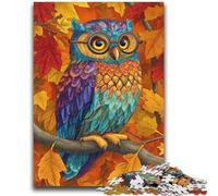 1000 Piece Jigsaw Puzzles for Adults Owl Falling Leaves Staycation Kill Time with Fully Interlocking Randomly Shaped Pieces 50x75cm
