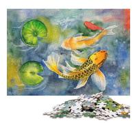 1000 Piece Jigsaw Puzzles for Adults Painting Koi Fishes Pond Jigsaw Puzzle Children Wooden Puzzles Family Entertainment Toys 1000pcs (75x50cm)