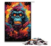 1000 Piece Jigsaw Puzzles for Adults Painting of Colorful Angry Orangutan Puzzle Hands-on Game 1000 PCS(75x50cm)