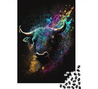 1000 Piece Jigsaw Puzzles for Adults Paintsplash Bull Jigsaw Puzzle Adult Paper Puzzles Family Entertainment Toys 1000pcs (38x26cm)
