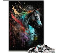 1000 Piece Jigsaw Puzzles for Adults Paintsplash Horse Made of Wood, for Parents, Lovers, Friends - Age 14+ 50x75cm for Family Interactive Game