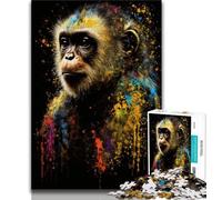 1000 Piece Jigsaw Puzzles for Adults Paintsplash Monkey Teenager Jigsaw,Family Entertainment Toys with Matching Poster And Trivia Sheet (size 75x50cm)
