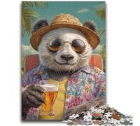 1000 Piece Jigsaw Puzzles for Adults Panda on Vacation Puzzles for Adults,Fun Present & Activity for Home,Toy for Rainy Days (50x75cm)