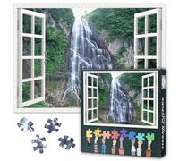 1000 Piece Jigsaw Puzzles for Adults Paper Jigsaw Puzzle Grand Waterfall Green Mountain Natural Scenery Majestic Landscape Jungle Adventure Home Brain Exercise Relaxing Pastime 27.5x19.7 Inch