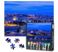 1000 Piece Jigsaw Puzzles for Adults Paper Jigsaw Puzzle Judaism Wall Decor Temple Mount Dome of the Rock Before Sunrise Painting Dawn Scenery Stress Relief Bedroom Decor Gift 27.5x19.7 Inch