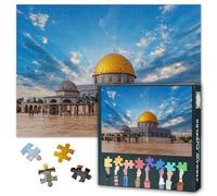 1000 Piece Jigsaw Puzzles for Adults Paper Jigsaw Puzzles Mosque Wall Art Temple Mount Natural Landscape Vintage Print Judaism Decor Jerusalem Painting Family Gathering Game Indoor Decor 27.5x19.7 in