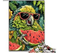 1000 Piece Jigsaw Puzzles for Adults Parrot Eating Watermelon Puzzle Made of cardboard for Teenager & Family Fun, size 38x26CM
