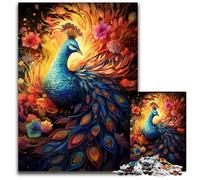 1000 Piece Jigsaw Puzzles for Adults Peacock Among Flowers Jigsaw Puzzles for Adults Perfect DIY Artwork 1000 PCS(75x50cm)