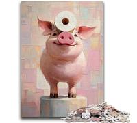 1000 Piece Jigsaw Puzzles for Adults Piglet Playing with Toilet Paper Adult Puzzles,Stress Reliever Staycation Kill Time Home Decoration Toys (26x38cm)