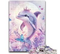 1000 Piece Jigsaw Puzzles for Adults Pink Dolphin Stress Reliever Difficult Challenge Suitable for Desktop Decoration 50x75cm