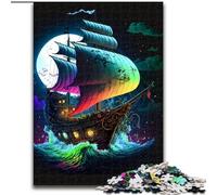 1000 Piece Jigsaw Puzzles for Adults Pirate Ship Colorful Made of Wood, Perfect DIY Art Decor Or Birthday Gift 50x75cm for Birthdays, Holidays, And Special Occasions