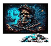 1000 Piece Jigsaw Puzzles for Adults Pirate Skeleton Wooden Puzzles High-Difficulty Brain Teaser for Teenagers 50x75CM/19.68x29.52inch