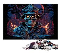 1000 Piece Jigsaw Puzzles for Adults Pirate Skeleton Wooden Puzzles High-Difficulty Brain Teaser for Teenagers 50x75CM/19.68x29.52inch