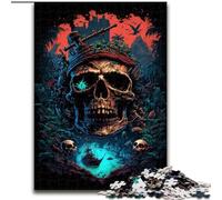 1000 Piece Jigsaw Puzzles for Adults Pirate Skull Made of Wood, for Parents, Lovers, Friends - Age 14+ 50x75cm for Family Interactive Game