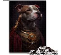 1000 Piece Jigsaw Puzzles for Adults Pitbull Dog Medieval Style Adult Jigsaw Puzzles 1000 Pieces Christmas Halloween Mother's Day New Year Easter Gift (Size 26x38cm)