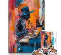 1000 Piece Jigsaw Puzzles for Adults Playing The Piano Oil Painting, Family Game Stress Reliever Difficult Challenge,Enhance Love between Couples for Ages 14+ 38x26cm